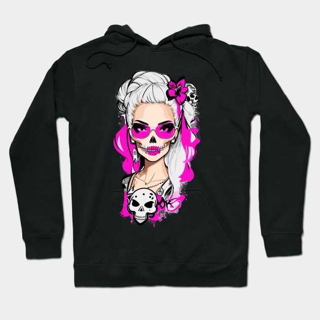 Skull Barbie Pink Glasses Hoodie by SkullTroops